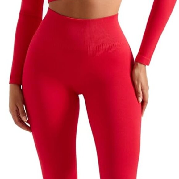 Women 2 Piece Workout Sets Hidden Scrunch Butt Lifting Seamless Leggings Long Sl - Picture 6 of 6